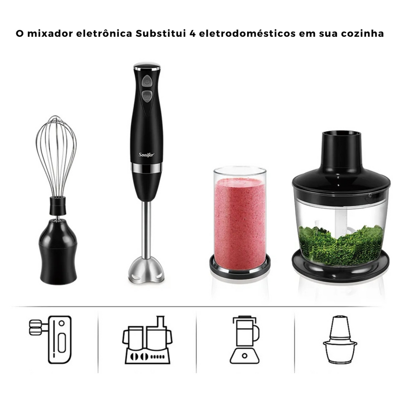 Mixer Elétrico em Aço Inoxidável 3 em 1 220V