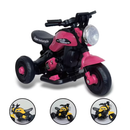 Mini Moto elétrica infantil tricolor zippy V6 com música e som a bateria recarregável.