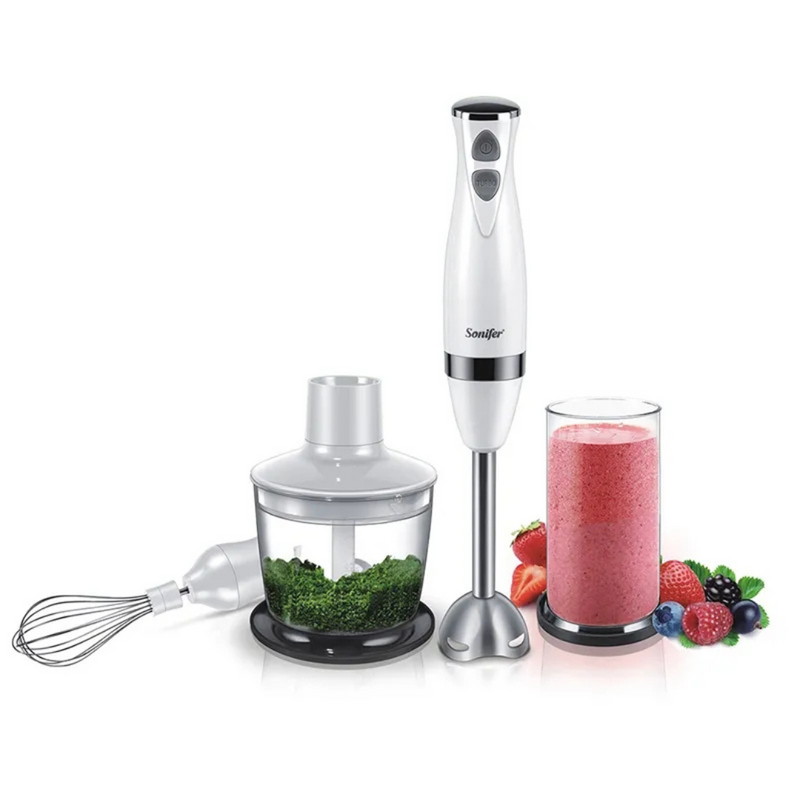 Kit Casa & Cozinha: Mixer Elétrico em Aço Inoxidável 3 em 1 220V + Afiador de facas e Abridor de latas