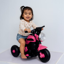 Mini Moto elétrica infantil tricolor zippy V6 com música e som a bateria recarregável.