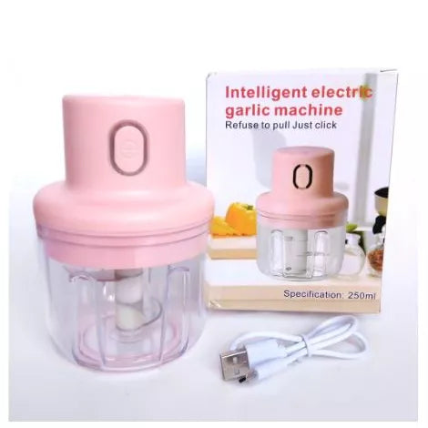 Mini Processador de Alimentos Elétrico Triturador De Alho Elétrico com 03 Lâminas Sem Fio USB Recarregável