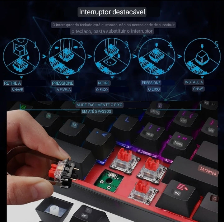 REDRAGON Fizz K617 RGB USB Mini Teclado Mecânico
