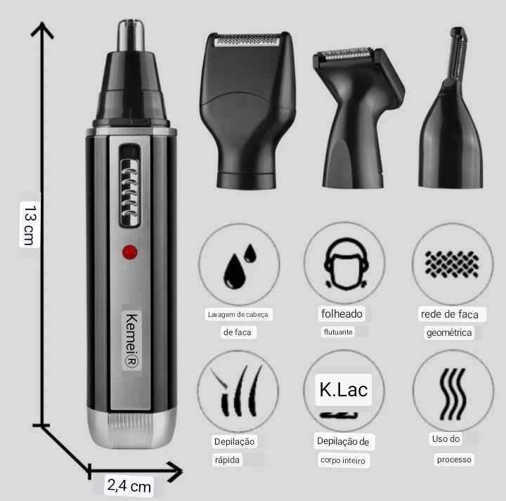 Aparador De Barba 4 Em 1 Recarregável