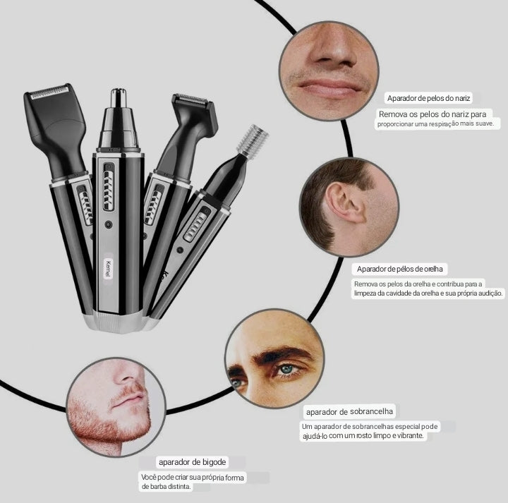 Aparador De Barba 4 Em 1 Recarregável