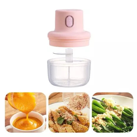 Mini Processador de Alimentos Elétrico Triturador De Alho Elétrico com 03 Lâminas Sem Fio USB Recarregável