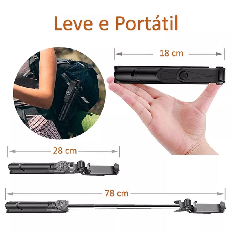 Suporte tripé e Bastão  de Selfie Bluetooth e controle, para celular