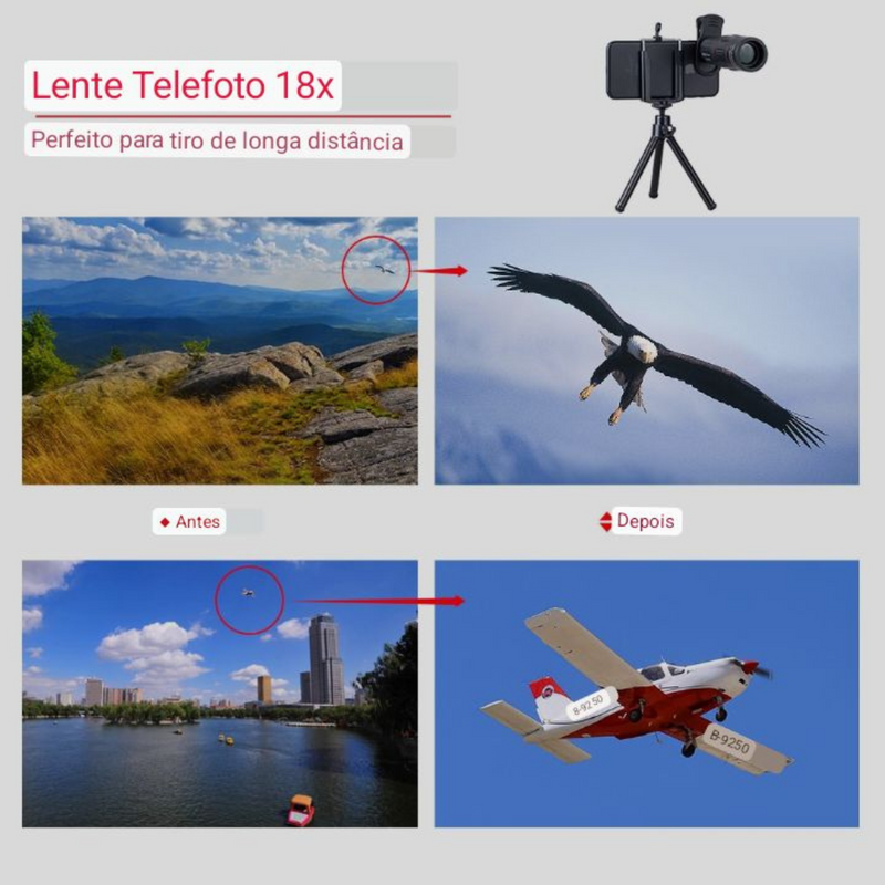 Apexel 18x telescópio lente zoom monocular para smartphone lente para camping caça esportes