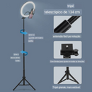 Aro de Lâmpada Led com Suporte para Celular Suporte Tripé