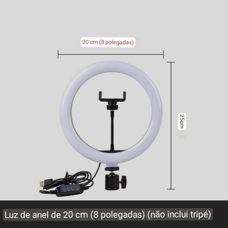 Aro de Lâmpada Led com Suporte para Celular Suporte Tripé