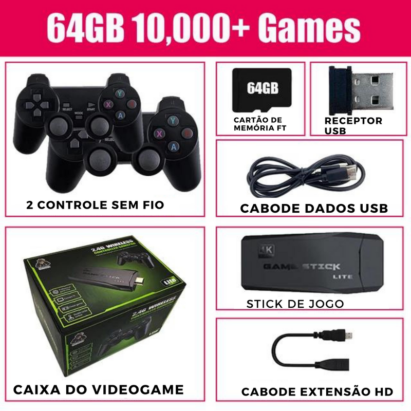 Video-Game Retro 4K 10000 jogos console de videogame , duplos controladores