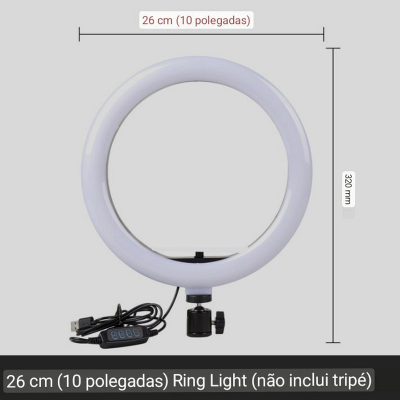Aro de Lâmpada Led com Suporte para Celular Suporte Tripé