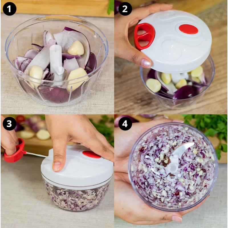 Processador e Triturador de Alimentos com 3 Lâminas - 500 ml - 2 Lâminas - 170 ml - CORES SORTIDAS