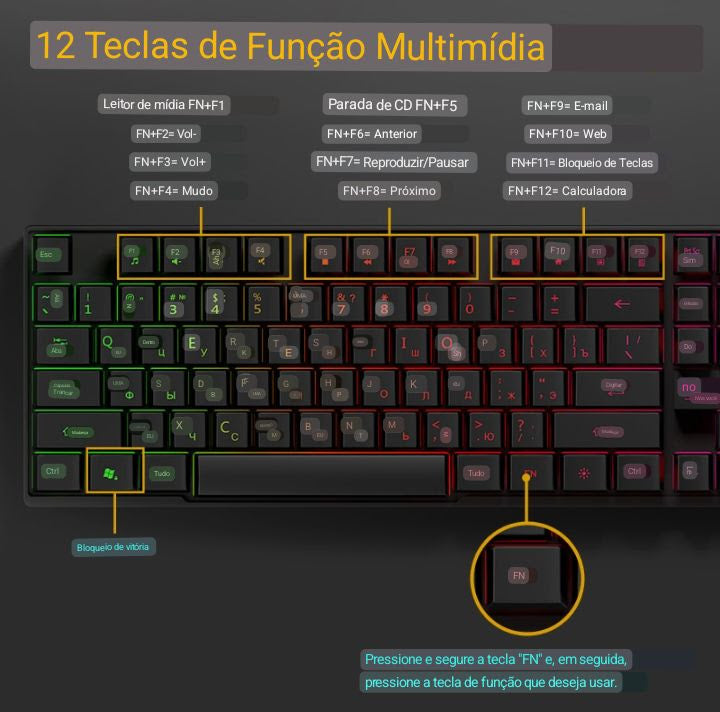 Teclado para jogos , teclado retroiluminado , com fio.
