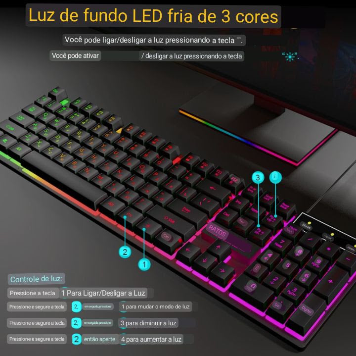 Teclado para jogos , teclado retroiluminado , com fio.