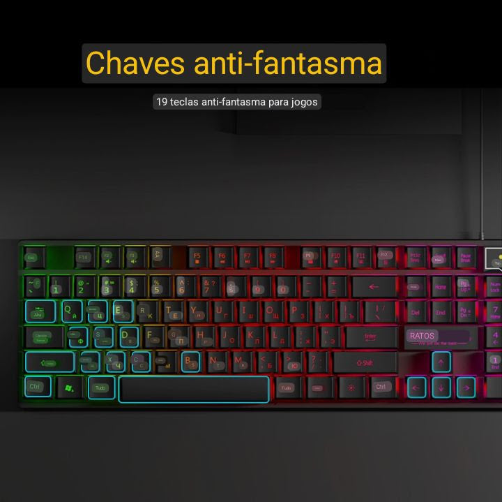 Teclado para jogos , teclado retroiluminado , com fio.