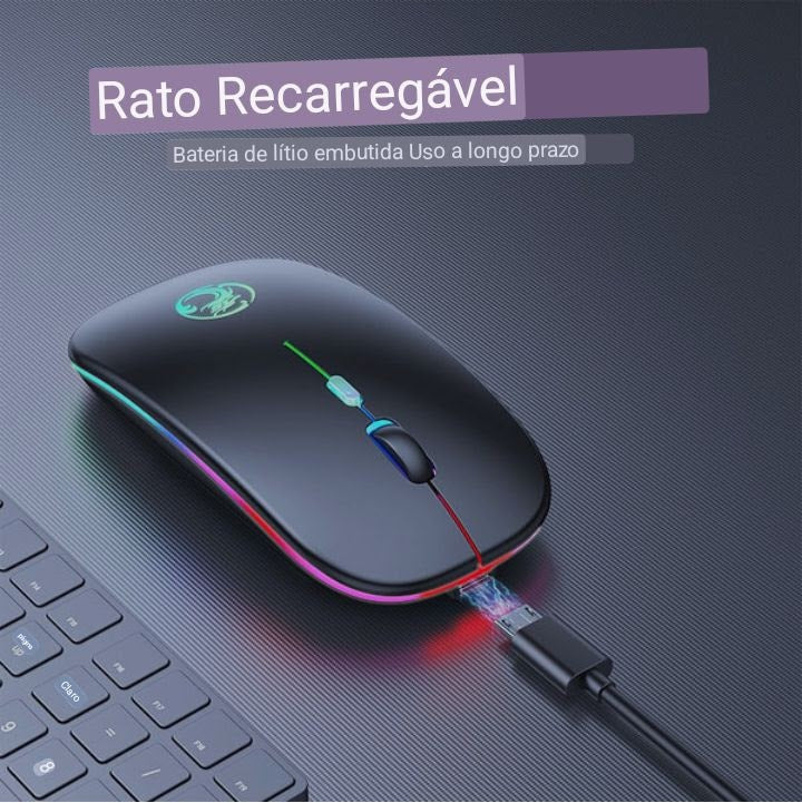 Mouse sem fio Bluetooth RGB Recarregável , LED Retroiluminado, para Jogos.