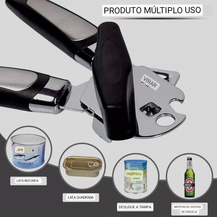 Abridor de produtos enlatados, fácil prático.