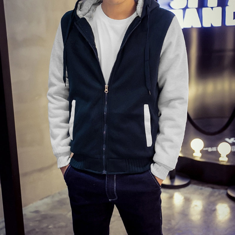 NOVO Moletom Masculino Moda Outono Moletom Moletom Masculino Gola de Inverno Mangas Compridas Zíper com Capuz Moletom Esportivo M-5XL