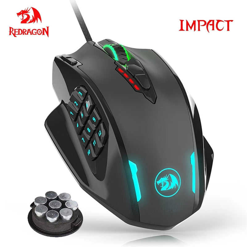 Redragon M908 Impact USB com fio RGB Mouse Gaming