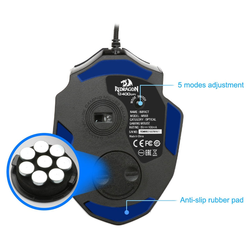 Redragon M908 Impact USB com fio RGB Mouse Gaming