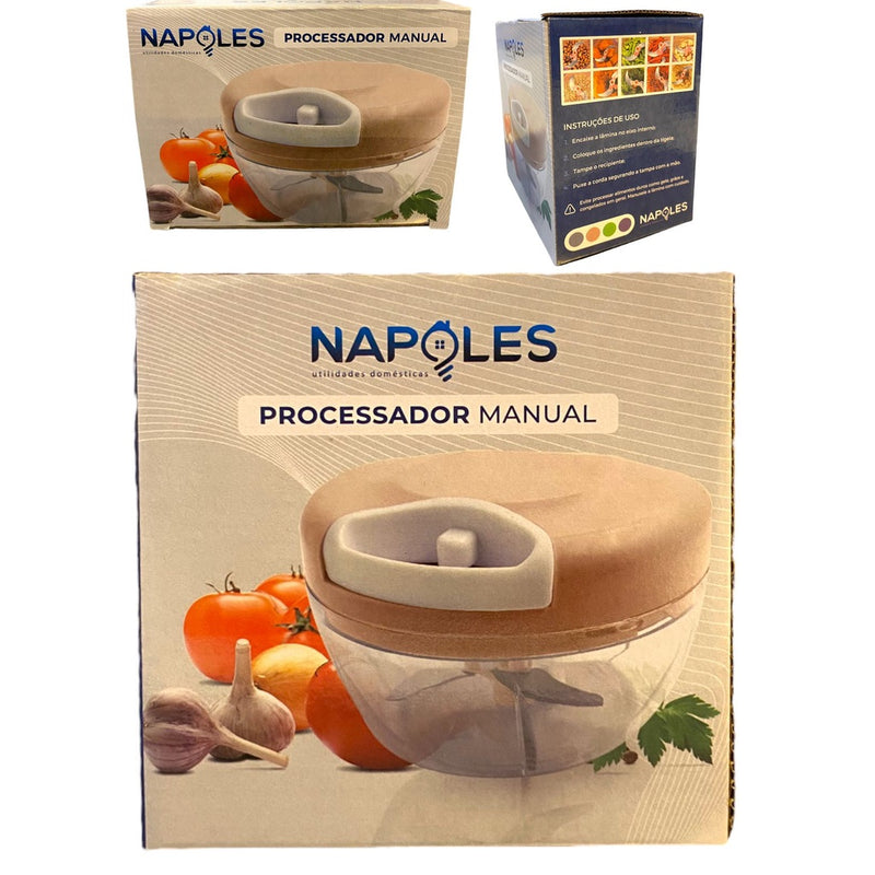 Processador e Triturador de Alimentos com 3 Lâminas - 500 ml - 2 Lâminas - 170 ml - CORES SORTIDAS